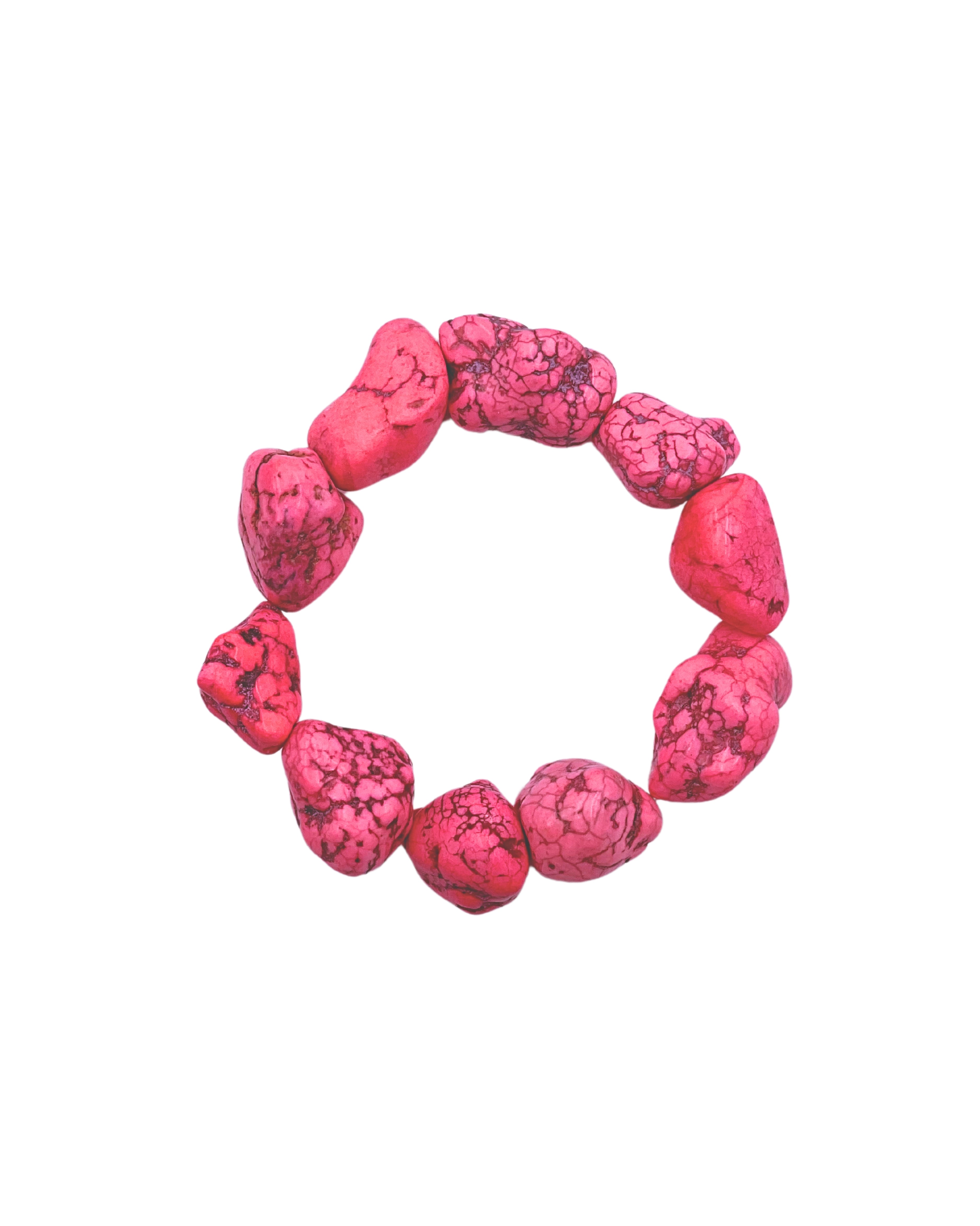 Hot Pink Magnesite Nugget Stretch Bracelet