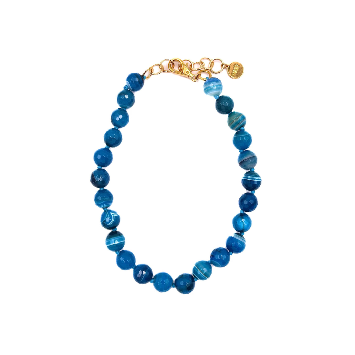 Blue Agate Beaded Strand Necklace