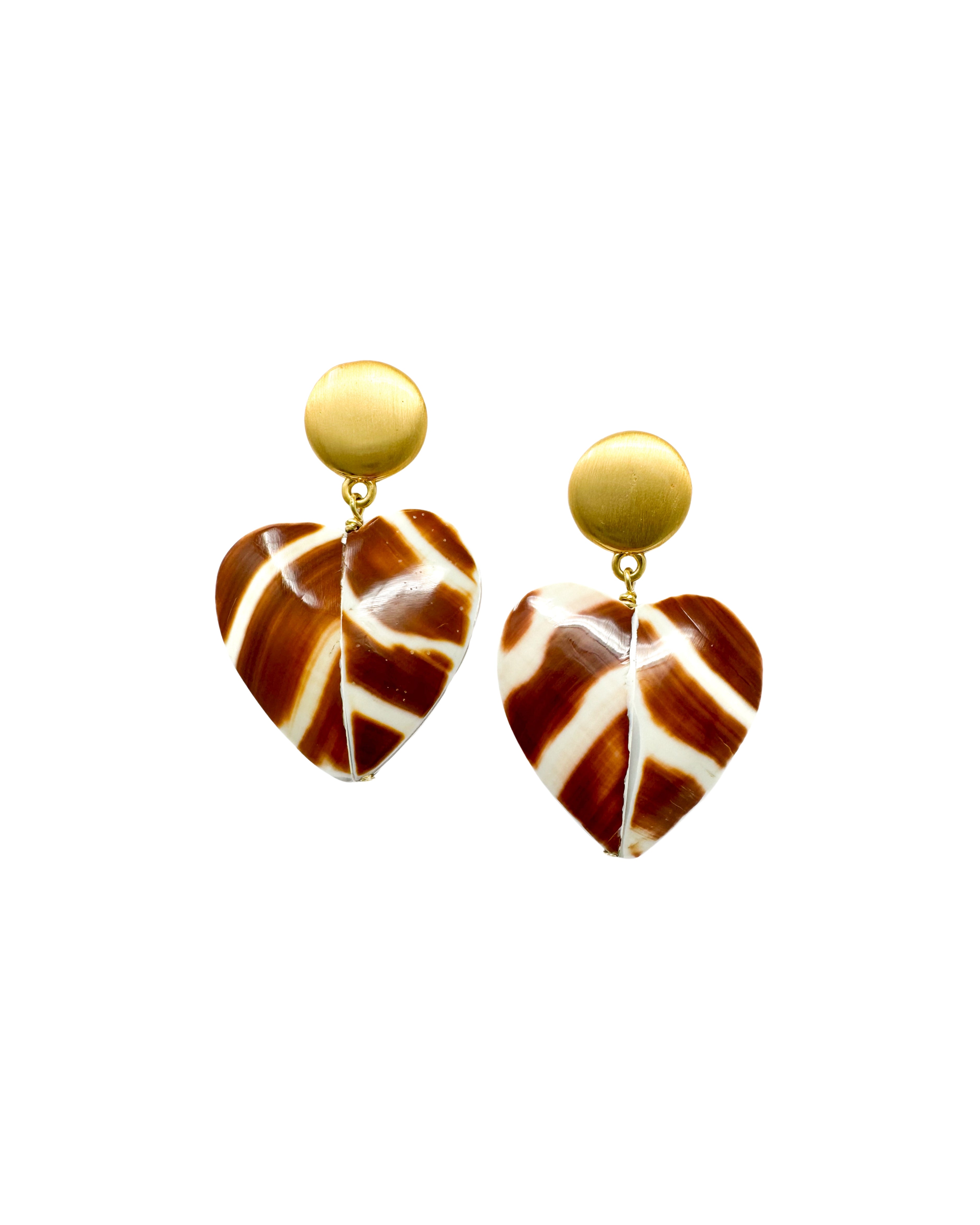 Nautilus Shell Heart Drop Earrings