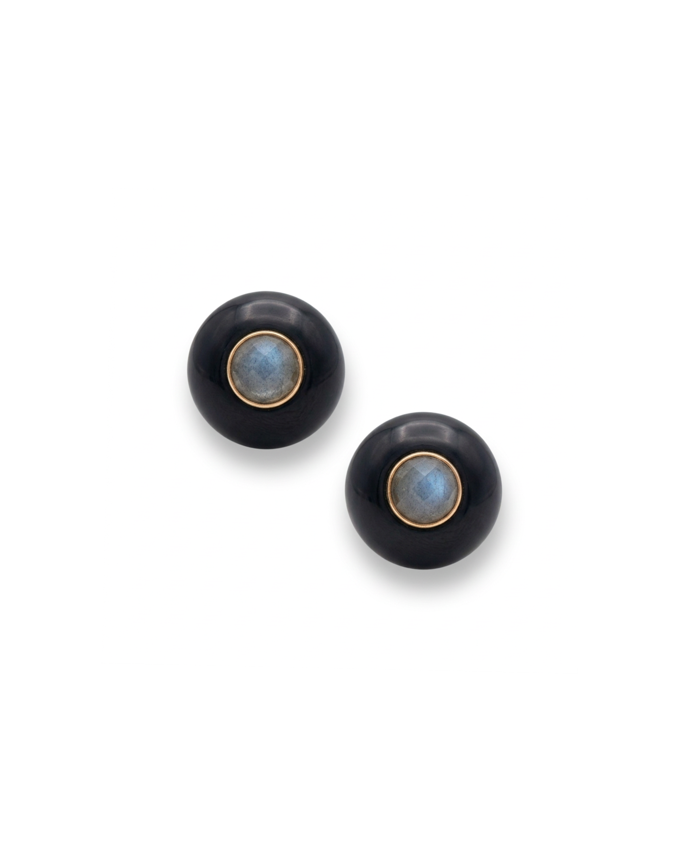 Labradorite and Horn Stud Earrings
