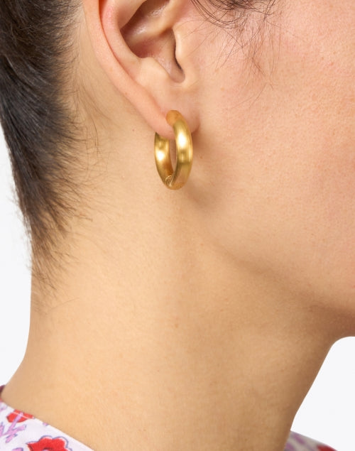 Brushed Gold Huggie Hoop Earrings