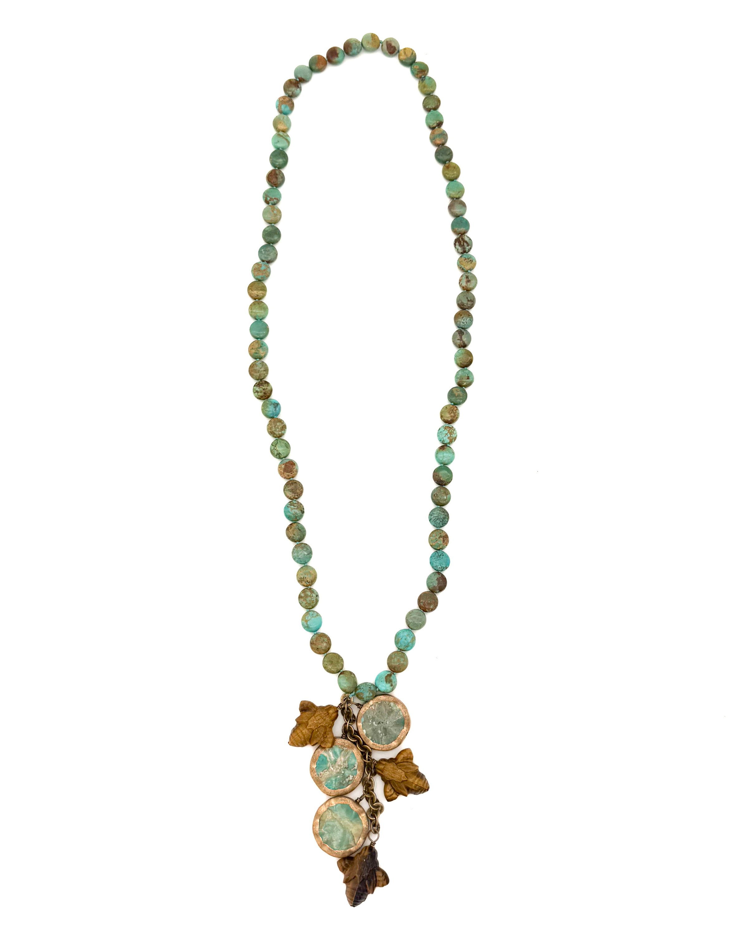 Turquoise Long Necklace with Charms