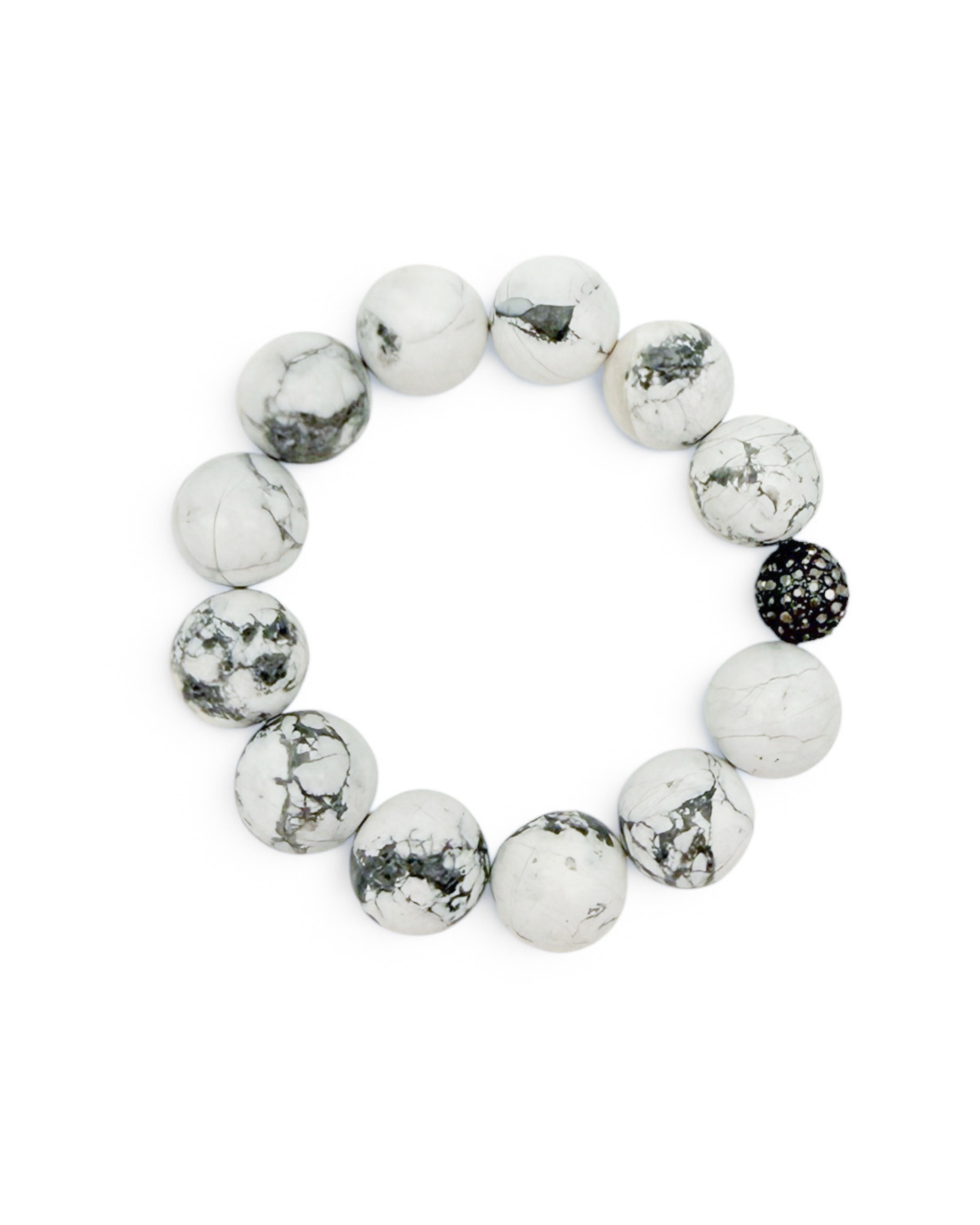 Howlite Pave Statement Stretch Bracelet