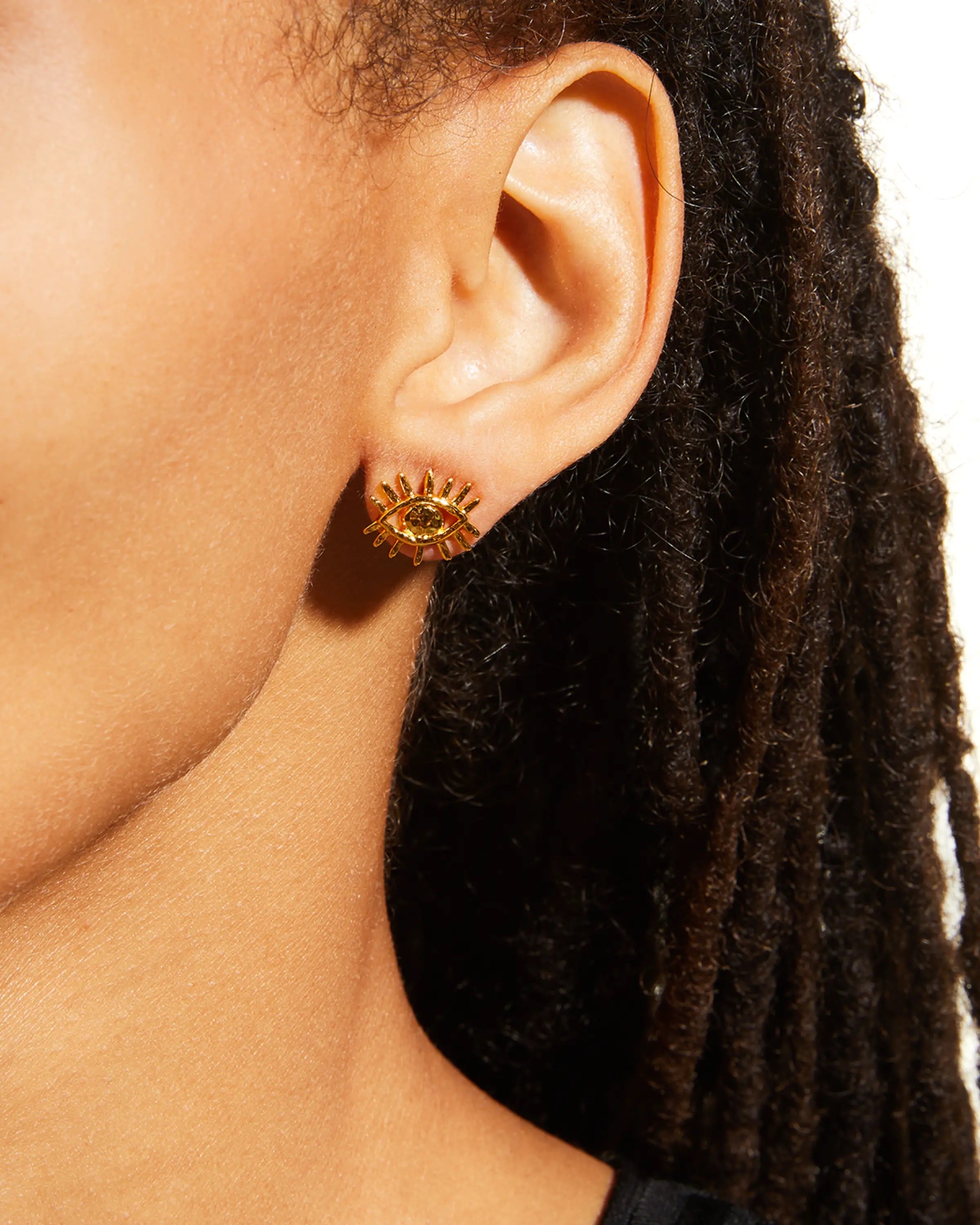 Tiny Gold Evil Eye Stud Earrings