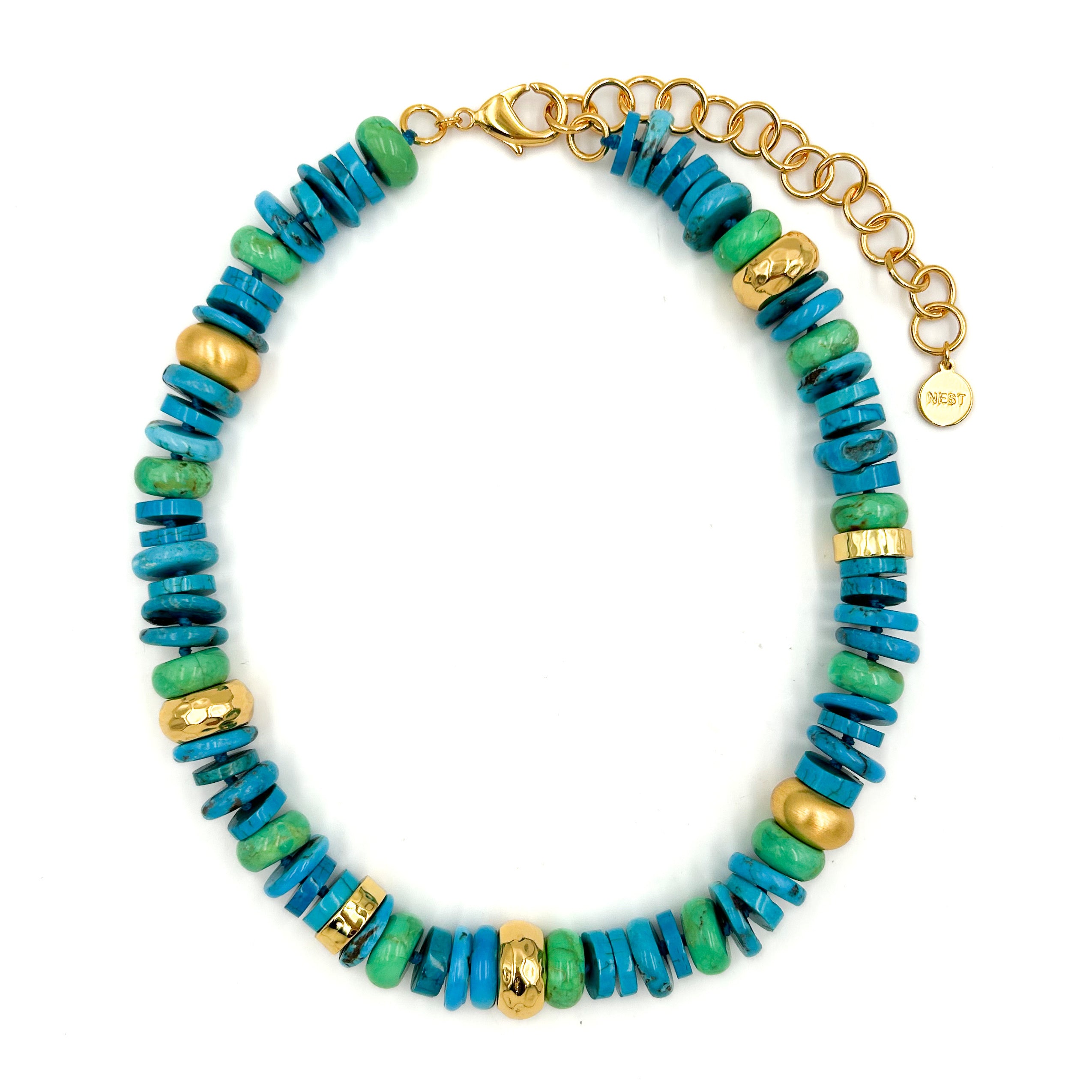 Blue and Green Turquoise Single Strand Necklace